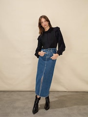 Ro&Zo Black Trim Insert Frill Sleeve Shirt - Image 3 of 5