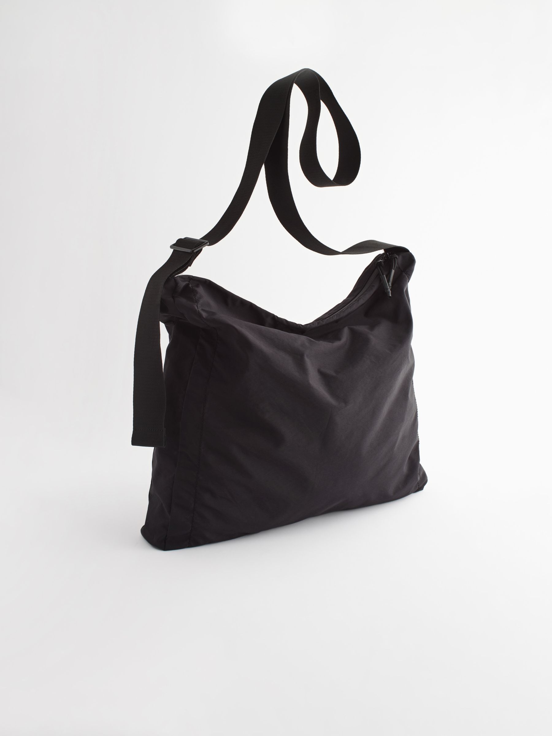 Black nylon messenger bag discount