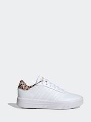 adidas White/Animal Court Platform Shoes - Image 3 of 9