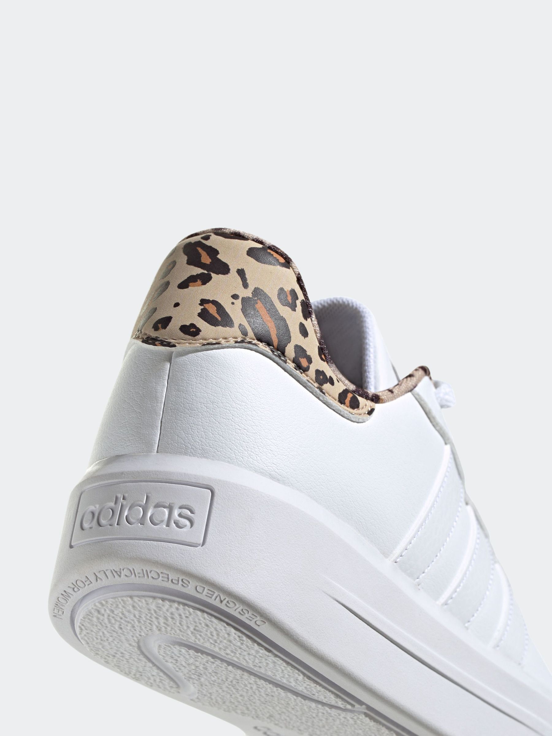 adidas White Animal Court Platform Shoes