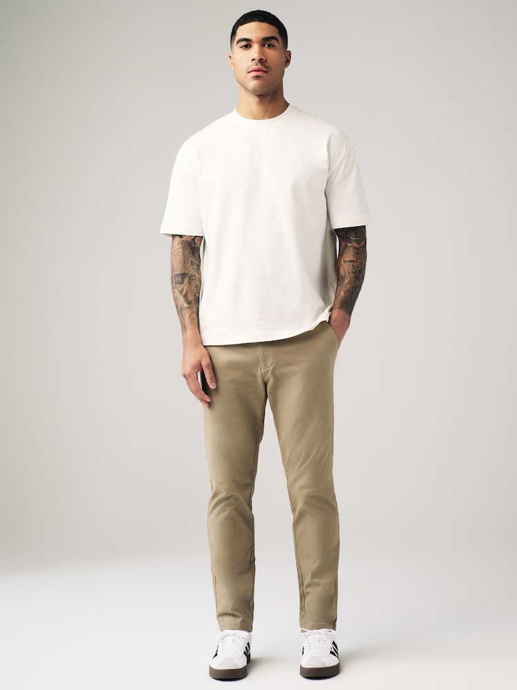 Stone Elasticated Waist Slim Stretch Chino Trousers - Image 2 of 12