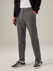 Dark Grey Elasticated Waist Slim Stretch Chino Trousers - Image 1 of 13