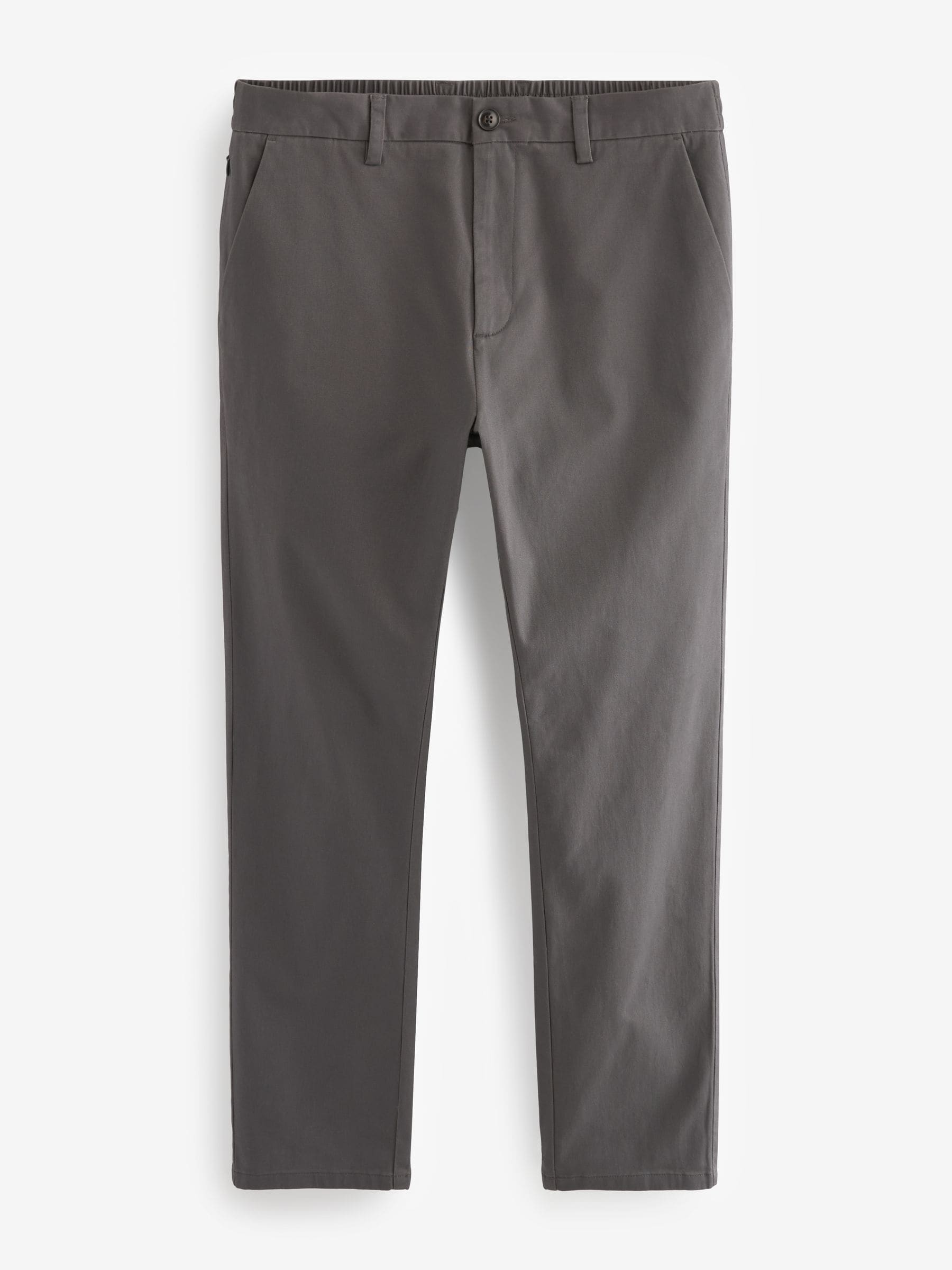 Dark Grey Elasticated Waist Slim Stretch Chino Trousers