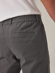 Dark Grey Elasticated Waist Slim Stretch Chino Trousers - Image 2 of 13