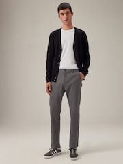 Dark Grey Elasticated Waist Slim Stretch Chino Trousers - Image 5 of 13