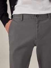 Dark Grey Elasticated Waist Slim Stretch Chino Trousers - Image 6 of 13