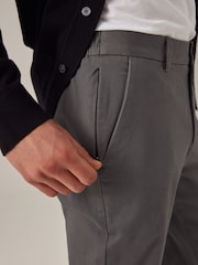 Dark Grey Elasticated Waist Slim Stretch Chino Trousers - Image 8 of 13