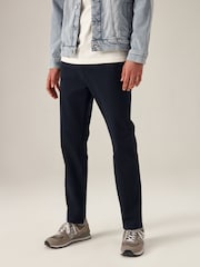 Navy Blue Elasticated Waist Slim Stretch Chino Trousers - Image 1 of 11