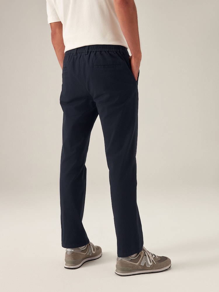 Bleu marine - Pantalon chino slim stretch à taille élastique - Image 3 of 11
