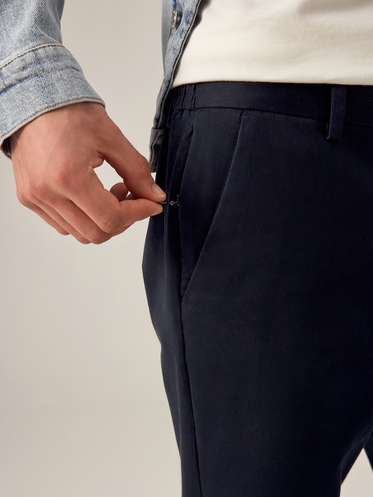 Bleu marine - Pantalon chino slim stretch à taille élastique - Image 5 of 11