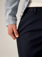 Navy Blue Elasticated Waist Slim Stretch Chino Trousers - Image 6 of 11