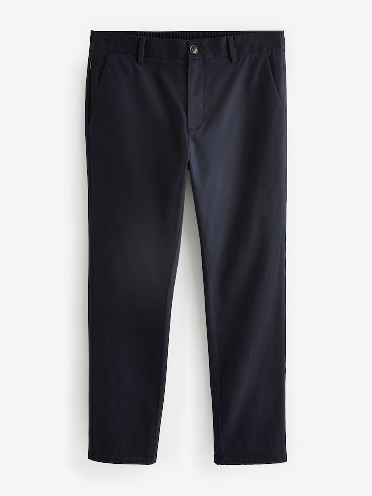 Bleu marine - Pantalon chino slim stretch à taille élastique - Image 7 of 11