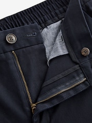 Navy Blue Elasticated Waist Slim Stretch Chino Trousers - Image 8 of 11