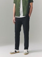 Black Elasticated Waist Slim Stretch Chino Trousers - Image 1 of 10