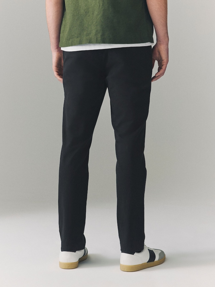 Noir - Pantalon chino slim stretch à taille élastique - Image 3 of 10