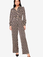 Lipsy Black Tall Geo Print Long Sleeve Shirt Jumpsuit - Image 5 of 5