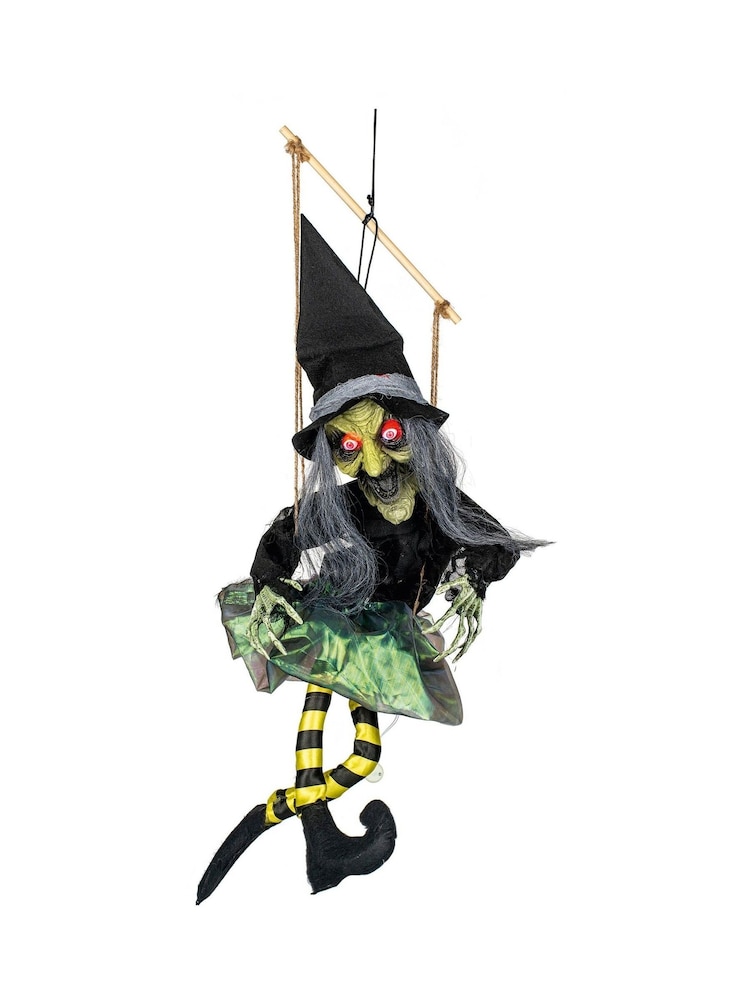 Premier Decorations Ltd 70cm Witch in Swing with Kicking Legs - Image 1 of 1