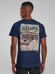 All + Every Blue Volkswagen Type 2 Camper Owner's Manual T-Shirt - Image 1 of 4