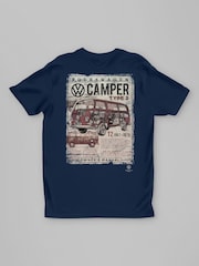 All + Every Blue Volkswagen Type 2 Camper Owner's Manual T-Shirt - Image 3 of 4