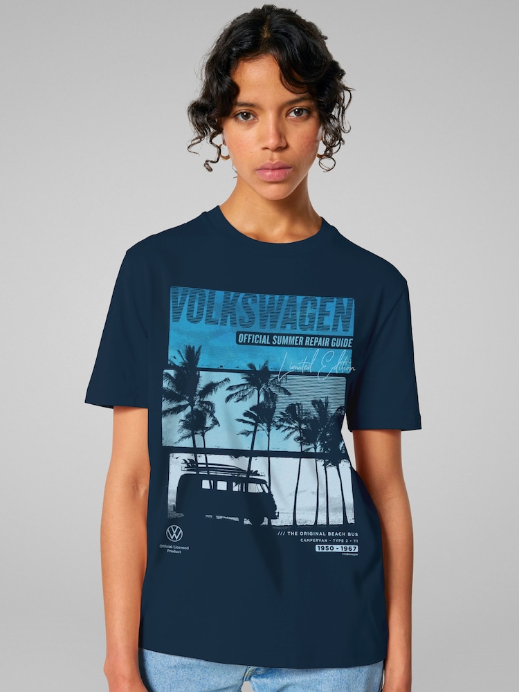 All + Every White Volkswagen Type 2 T1 Original Beach Bus Summer Repair Guide T-Shirt - Image 2 of 4