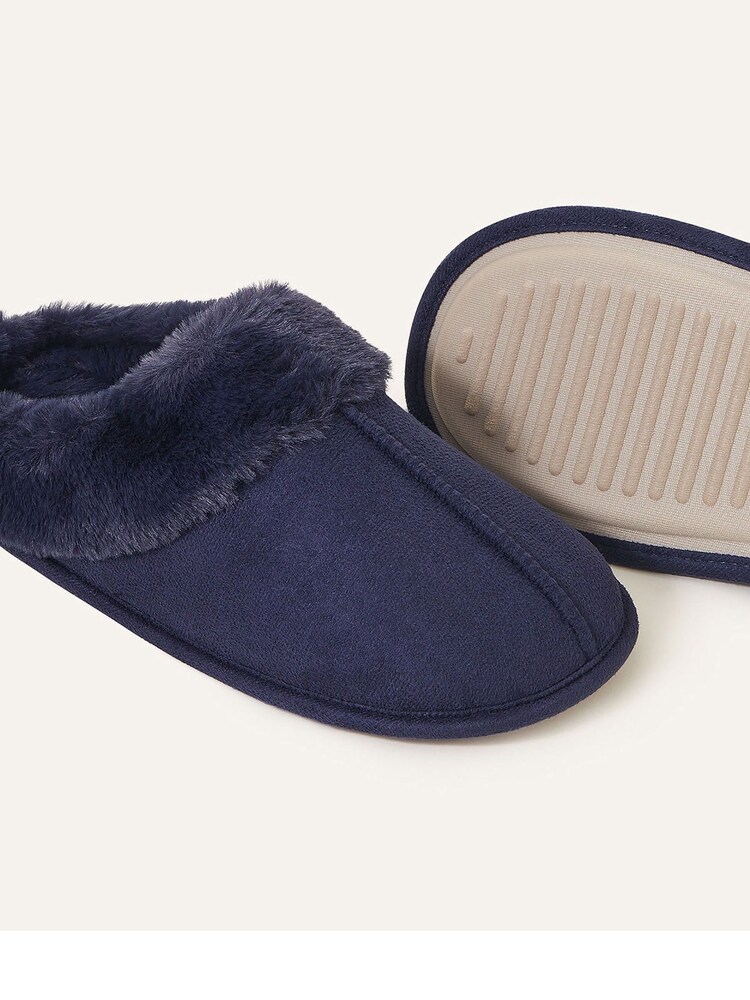 Accessorize Blue Faux Fur Mule Slippers - Image 3 of 3