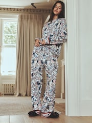 Blue/Cream Paisley Floral - Long sleeve Pyjamas - 6şəkildən 1 şəkil