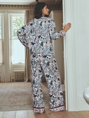 Blue/Cream Paisley Floral - Long sleeve Pyjamas - 6şəkildən 3 şəkil