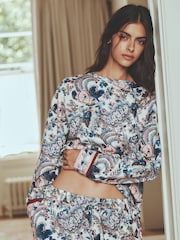Blue/Cream Paisley Floral - Long sleeve Pyjamas - 6şəkildən 4 şəkil