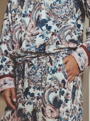 Blue/Cream Paisley Floral - Long sleeve Pyjamas - 6şəkildən 5 şəkil