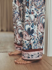 Blue/Cream Paisley Floral - Long sleeve Pyjamas - 6şəkildən 6 şəkil
