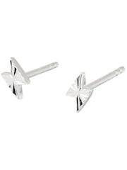 Oliver Bonas Silver Tone Tama Engraved Lightning Bolt Stud Earrings - Image 1 of 1