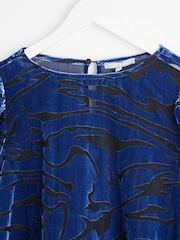 Oliver Bonas Blue Velvet Sheer Blouse - Image 5 of 7