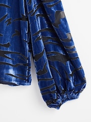 Oliver Bonas Blue Velvet Sheer Blouse - Image 6 of 7