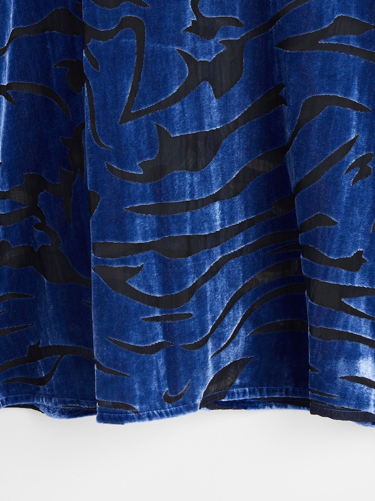 Oliver Bonas Blue Velvet Sheer Blouse - Image 7 of 7 Oliver Bonas Blue Velvet Sheer Blouse - Image 7 of 7