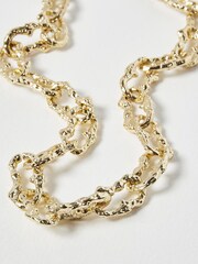 Oliver Bonas Gold Tone Brittany Molten Metal Chunky Links Necklace - Image 3 of 5