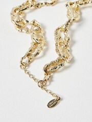 Oliver Bonas Gold Tone Brittany Molten Metal Chunky Links Necklace - Image 4 of 5