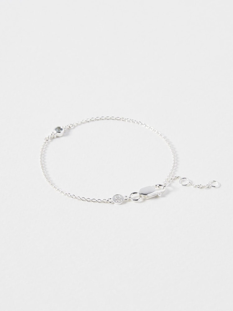 Oliver Bonas Silver Tone Octavia Aquamarine Charm Bracelet - Image 2 of 4