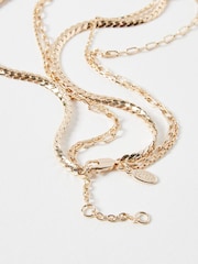 Oliver Bonas Gold Tone Rosalind Chain, Freshwater Pearl and Bar Layered Necklace - Image 4 of 5
