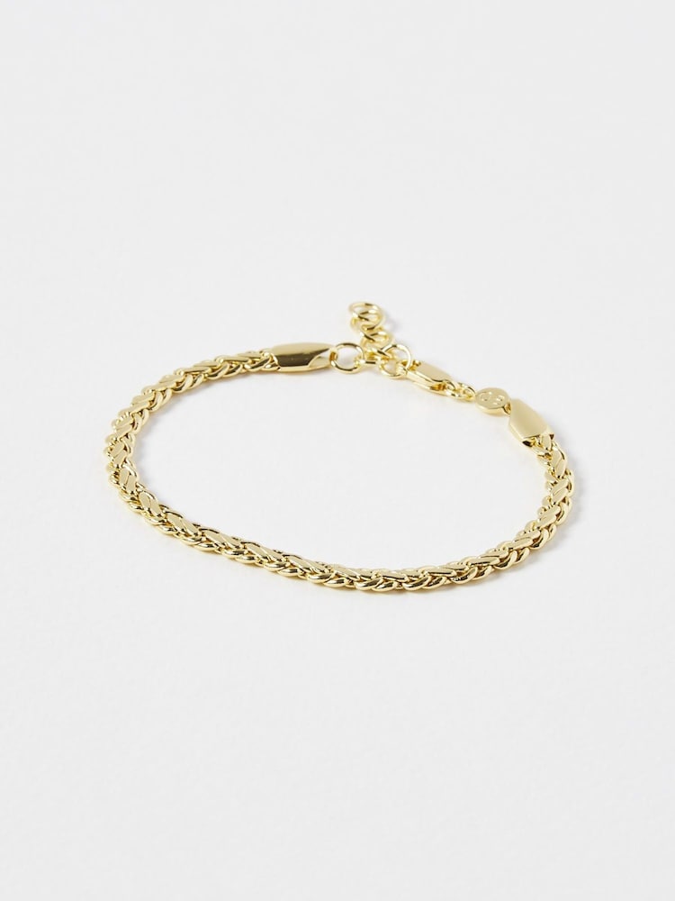 Oliver Bonas Gold Plated Sophia Plaited Serpentine Chain Bracelet - Image 1 of 5