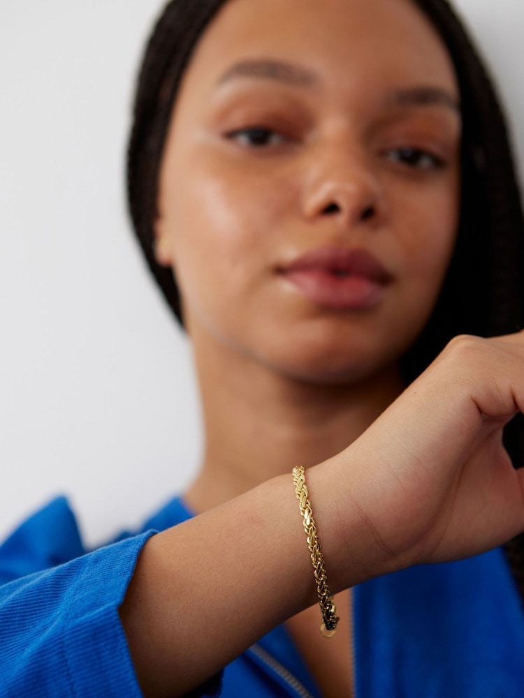 Oliver Bonas Gold Plated Sophia Plaited Serpentine Chain Bracelet - Image 5 of 5