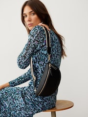 Oliver Bonas Black Metallic Strap Belt Bag - Image 1 of 6