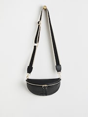 Oliver Bonas Black Metallic Strap Belt Bag - Image 2 of 6