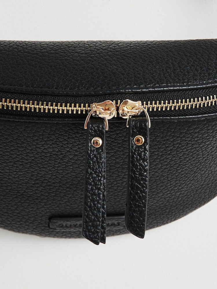Oliver Bonas Black Metallic Strap Belt Bag - Image 6 of 6