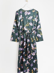 Robe mi-longue Oliver Bonas Twilight Bloom verte à fleurs - Image 4 de 7