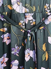 Robe mi-longue Oliver Bonas Twilight Bloom verte à fleurs - Image 7 de 7
