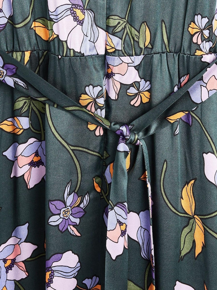 Robe mi-longue Oliver Bonas Twilight Bloom verte à fleurs - Image 7 de 7