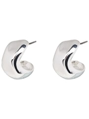 Oliver Bonas Silver Tone Mini Orlaith Smooth Hoop Earrings - Image 1 of 6