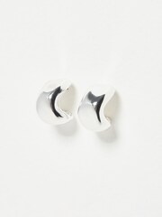 Oliver Bonas Silver Tone Mini Orlaith Smooth Hoop Earrings - Image 2 of 6