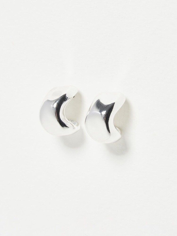 Oliver Bonas Silver Tone Mini Orlaith Smooth Hoop Earrings - Image 2 of 6
