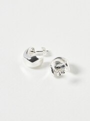 Oliver Bonas Silver Tone Mini Orlaith Smooth Hoop Earrings - Image 3 of 6